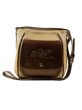 Kanz Lu'lu hand-tooled leather crossbody bag in sand with a brown flap, front view, handmade in Cairo
